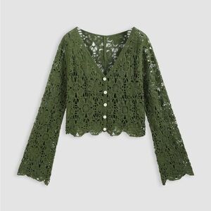 Cider Olive Lace Blouse